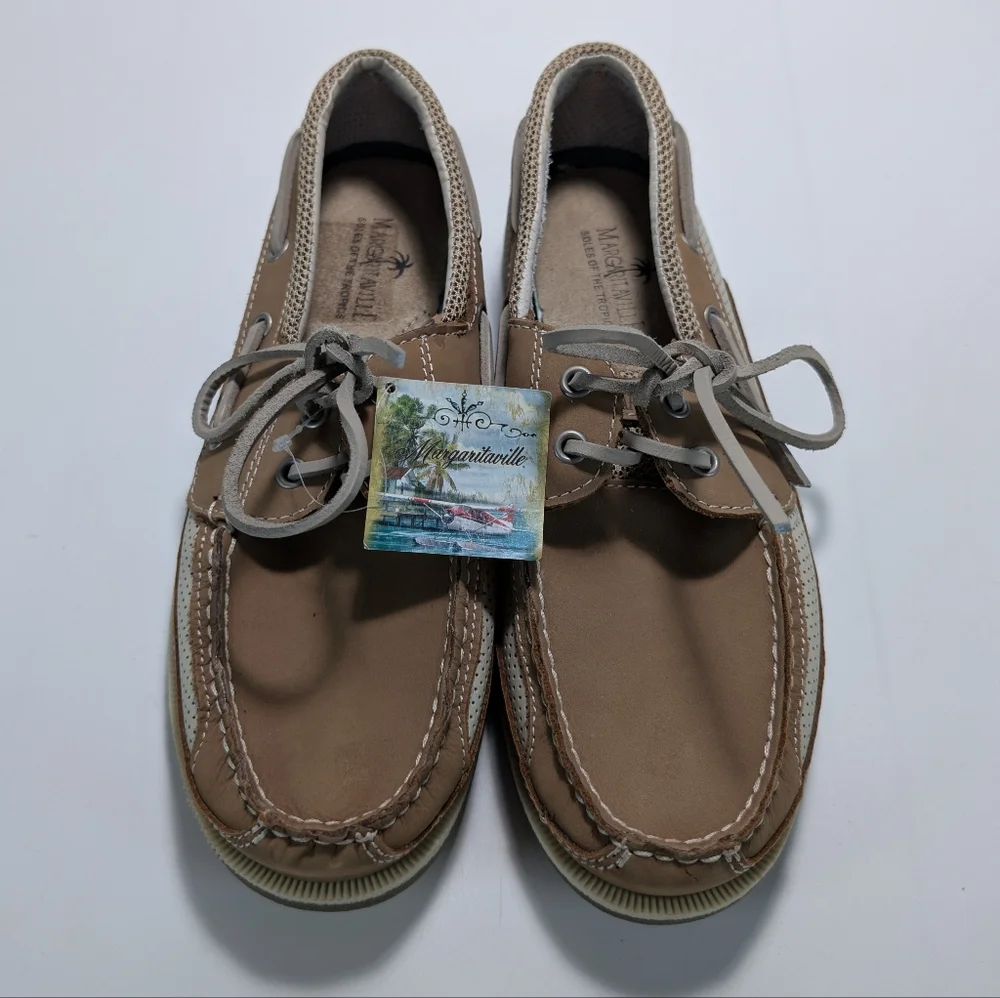 Maragritaville Soles Of The Tropics North Shore Leather Lace Up Boat Shoes NWT